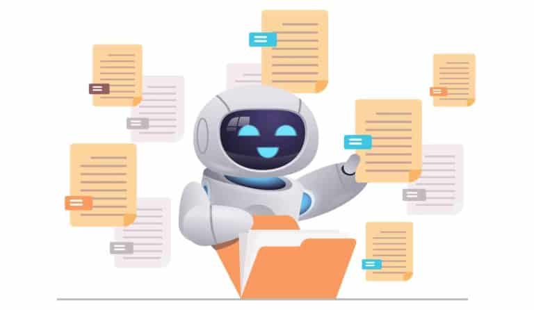 AI chatbot analyzing business documents and data security risks.